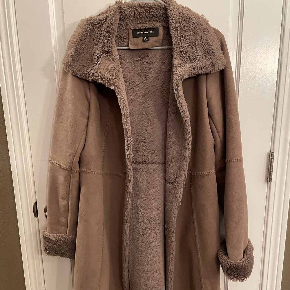 Jones New York Jackets & Coats | Faux Suede and Fur Coat | Color: Tan | Size: MD